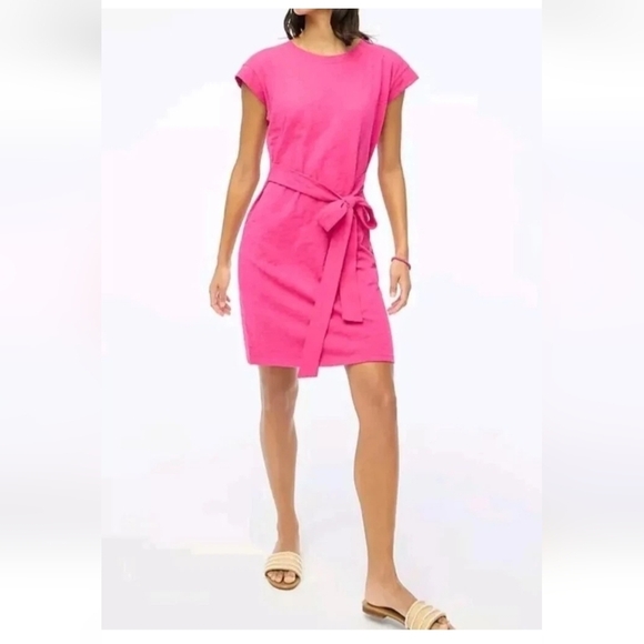 J.Crew Ladies Short Sleeve T-Shirt Tie Waist Dress. Size L - Picture 1 of 10